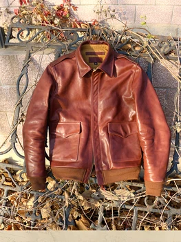O envio gratuito.Clássico Bomber A2 estilo genuíno casaco de couro.Luxo Paquistanês horseskin jaqueta vintage.Marca de qualidade, tecido