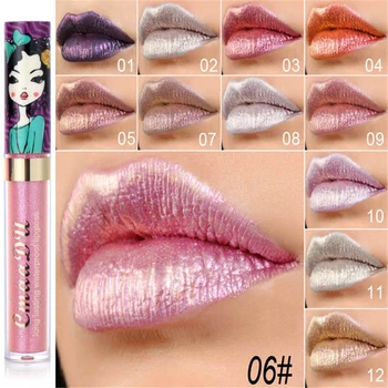 12 Cores De Lip Gloss Beauty Girl Diamante Brilho Labial Tonalidade Impermeável De Longa Duração De Ouro Flash Líquido Batom Maquiagem