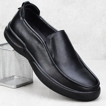 Os homens do Couro Genuíno Sapatas antiderrapante Homens Sapatos de Luxo Cabeça de Couro Macio de Negócios Casuais Sapatos de Sapatos Masculinos
