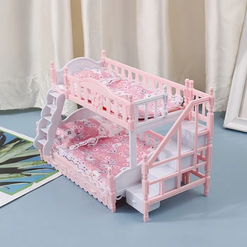 Boneca Crianças De Brincar De Casinha De Boneca Acessórios De Simulação De Mobiliário Europeu Princesa Cama De Casal Com Escadas Brinquedos