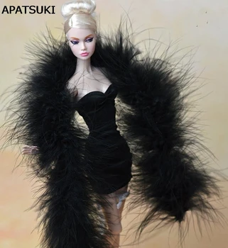 Moda Longo Preto de Pelúcia Xale Pashmina Para Bonecas Barbie Para as Bonecas Monster High da Menina Teatro Dom