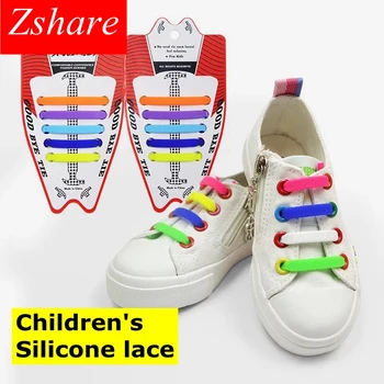10pcs/lot Crianças de Silicone Cadarços Nenhum Laço Elástico Cordões de sapatos de Crianças de Borracha Atacador