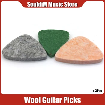 3Pcs Pura Lã Palhetas Macias Rígido Ukulele Palhetas Mediadores Palheta Cinza Verde cor-de-Rosa Guitarra Acessórios