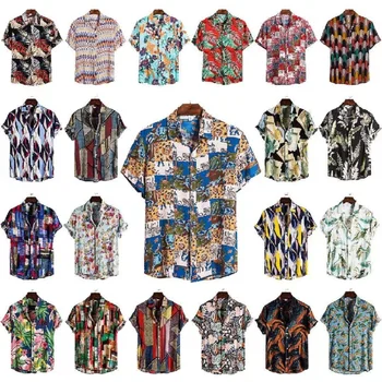 Homens de Verão, Camisa de 2022 Verão de Novo Vintage de grandes dimensões Harajuku Havaiano Shirts para os Homens Impresso Praia de Manga Curta Roupas masculinas