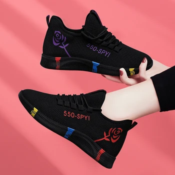 2020 Venda Quente Tênis Mulheres Sapatos de Desporto ao ar livre Lace-up a Plataforma de Tênis de Malha de Ar Respirável, Caminhar, correr Ginásio Formadores