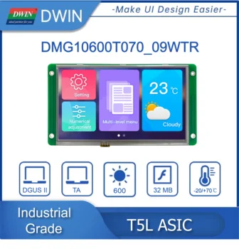 DWIN de 7 Polegadas 1024 x 600 TFT LCD Display HMI Módulo de IPS Capacitiva Touch Screen Resistivo Para o Arduino DMG10600T070_09W