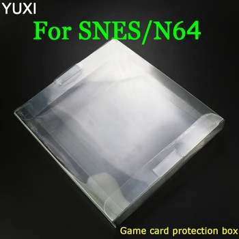 YUXI transparente Clara para SNES Para N64 Jogo caixa de Caso Protetor CIB jogos de plástico PET Protector para o jogo de Nintendo caixas
