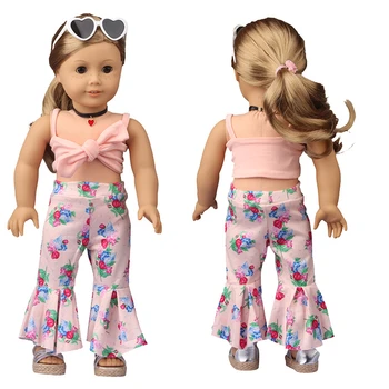 De verão, Roupas de Boneca de 18 polegadas de Bonecas de Moda de calças Compridas com um ombro 43cm Boneca Bonito Roupa Novo Bebê Nasce Acessórios