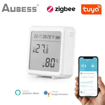 Tuya Smart Sensor de Temperatura E Umidade wi-Fi/Zigbee Smart APP Vida Monitor Remoto Inteligente Para Trabalho em Casa Com Alexa Google