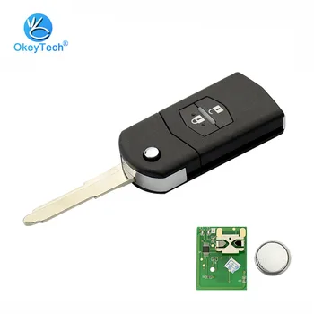 OkeyTech Flip Dobrar 2 Botão 315/433Mhz 4D63 Transponder Chip em Branco Uncut Lâmina de Carro de Controle Remoto chaveiro Para Mazda 3 6 M3 M6