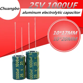 10pcs-20pcs 25V1000UF 25V 1000UF 10*17 10*20 baixa ESR/impedância de alta freqüência capacitor eletrolítico de alumínio tamanho