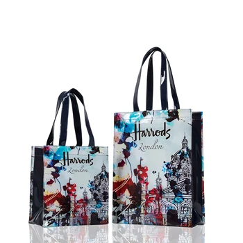 Londres Estilo de PVC Saco de Compras Reutilizável Mulheres Bag duplo Eco Friendly Flor Shopper Bag Impermeável Tote Bolsa Almoço Tote Bolsa de Ombro