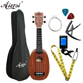 Conjunto completo de 21 polegadas 4 seqüência de mogno ukulele de abacaxi gecko dolphin instrumento musical havaí, guitarra, ukulele