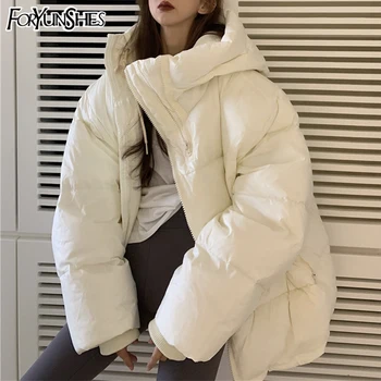 Mulheres Inverno Grosso Com Capuz Algodão Para Baixo Parkas Casaco Feminino Coreano Moda Casual Solta Quente Puffer Pão Coats Outwear