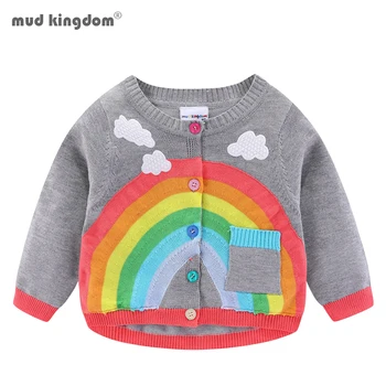 Mudkingdom Bebê Menina Menino Suéter Leve arco-íris, Nuvens de Malha Vestuário para Crianças Roupas de Algodão Primavera, Outono