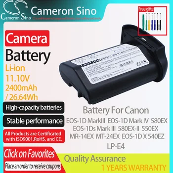 CameronSino Bateria para Canon EOS-1D MarkIII EOS-1D Mark IV 580EX-II MR-14EX MT-24EX EOS-1D X se encaixa Canon LP-E4 bateria da câmera
