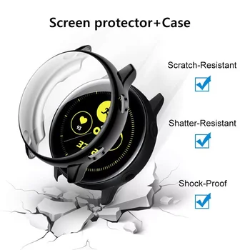 Assista Case Para Samsung Galaxy watch active 2 44mm 40mm TPU Todo o bumper Protetor de Tela+filme smartwatch cobre Acessórios