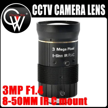 3.0 MP 8-50mm C Montagem de Lente de F1.4 1/2 ÍRIS Manual zoom de Foco da lente para a câmera do cctv da indústria Microscópio Câmara