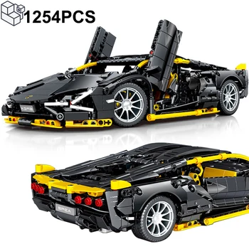 1254PCS Técnica Preto Lamborghinis Carro Desportivo Blocos de Construção com Super-Velocidade do Veículo Reunir Tijolos Brinquedos Presentes Para Adultos e Meninos