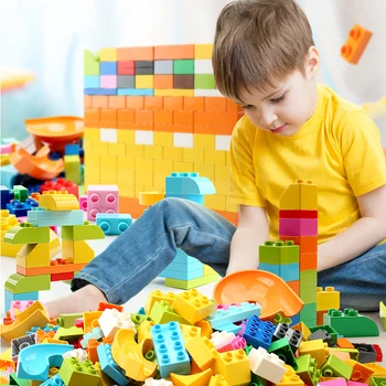 Mármore Corrida Executar DIY Tijolos Tamanho Grande Clássico Blocos Básicos de Construção de Peças Para Tijolos de Parede de Mesa Grande de Partículas de Crianças de Brinquedo de Presente