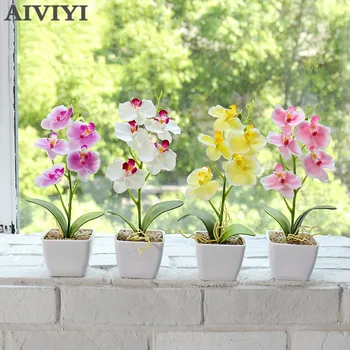 Cinco Flor Phalaenopsis Bonsai Orquídea Casamento De Jardim De Decoração De Casa De Plantas Flores Artificiales Para Decoracion De Seda