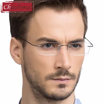 Titânio Óculos de armação para oculos de grau sem aro em Titânio Liga de Óculos Quadro Óptico de Armações de Óculos para Mulheres e Homens