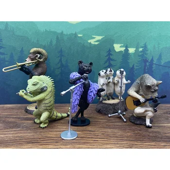 Animal Concerto de Moda de Cão e Ronin Gatos Gashapon Brinquedos Pantera Negra Cabra Lagarto Creative Modelo de área de Trabalho Ornamento Brinquedos
