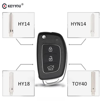 KEYYOU 3 Botão de Dobramento Flip Chave Remota Shell Caso Automóvel Smart Key Fob Uncut Lâmina Para Hyundai i10 i20 i30 i35 i40 IX45 Gênesis
