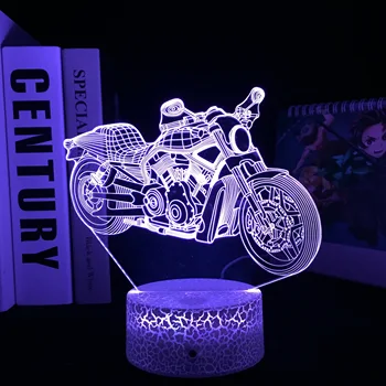 Carro de Série Pesada de Moto 3D LED Lâmpada de Ilusão Visual Branco Rachado Base de Acrílico, Placa de Guia de Luz para o Festival de Presentes de Aniversário