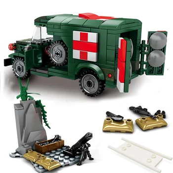 Militar do Exército dos EUA WW2 T214-WC54 Carro de Ambulância Modelo de Kit de Blocos de Construção de Conjuntos de Figuras de Soldados Tijolos Clássicos Brinquedos de Meninos Presente