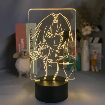 Anime Fullmetal Alchemist Edward Elric Figura para o Quarto de Luz do Diodo emissor de Crianças Birthdayt Presentes Mangá Decorativo de Mesa 3d Lâmpadas