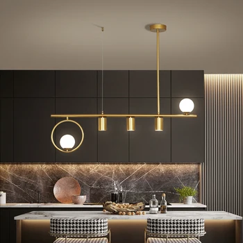 Sala de jantar LED Iluminação do Candelabro Simples Quarto de Cozinha Restaurante Bar Hanging Lamp Nórdicos Criativo de Ouro/preto em Casa Luminárias