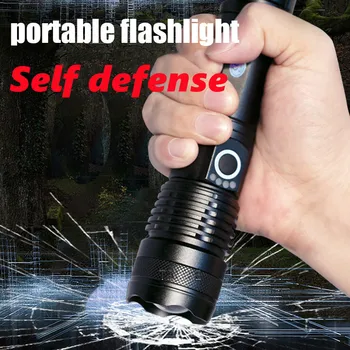 XHP50 Potente Lanterna LED Forte de Luz de Alta potência, bateria Recarregável 18650 ou 26650 Bateria Zoom Tático Lanterna Luz ao ar livre