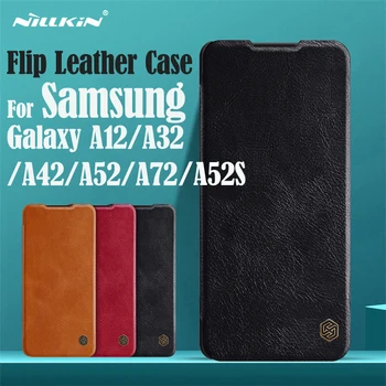 Para Samsung Galaxy A52 A52S A72 A12 A32 A42 5G 4G Flip Nillkin Livro de Couro Caso de Cartão de Bolso da Carteira Flip Cover de Telefone Sacos