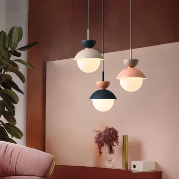 Moderna LED luzes pingente Nórdicos vidro+ferro lâmpadas de pingente geométrico sala de jantar, quarto, quarto infantil decoração da cozinha Luminárias