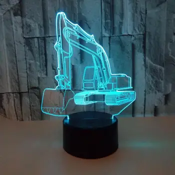 Creative Visual 3d de Escavadeira Led LampDecorative Individuais Candeeiro de Mesa de Cabeceira do Quarto 3d Noite Lâmpada de Mesa