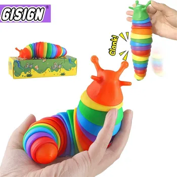 2022 engraçado Gordura Cérebro Slug Articulada Flexível squishies 3D Slug Fidget Brinquedos de Socorro Anti-stress Sensorial Brinquedos para as Crianças presentes