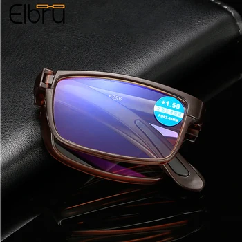 Elbru Anti-Blue Ray Óculos de Leitura de Dobramento de Alta Definição Lente Clara TR90 Quadro de Anti-fadiga Presbiopia Óculos +1.0+4.0