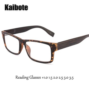 Clássica Imitação de Madeira Design Mens Leitura Óculos Retangular, Masculino, Leitor de Estilo Presbiopia Óculos 1.0 1.5 2.0 2.5 3.0 3.5