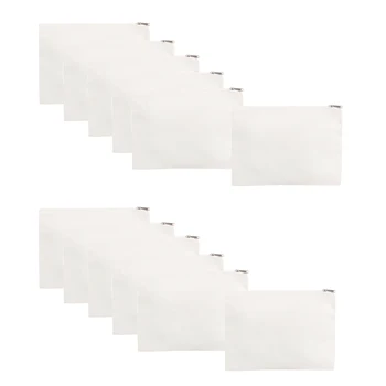 12Packs DIY em Branco 100%Algodão Cosmético de maquiagem produtos de Higiene pessoal Zíper Bolsa Off White Tela de Alteração de Bolsa