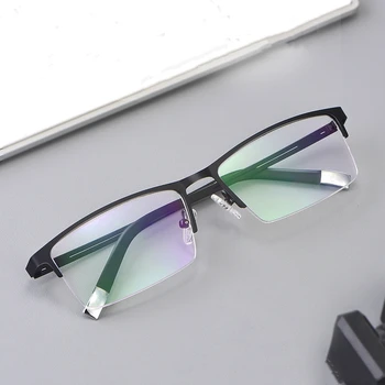 YIMARUILI Ultra-luz de Negócios Metal Óculos de Armação de Moda Casual Praça Óptico de Prescrição de Homens de Meia Óculos de Armação de P8825
