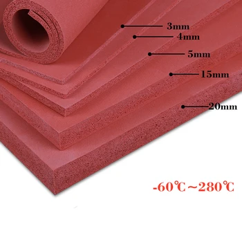 Personalizado de Auto-adesiva de Espuma de Silicone Esponja Placa de Folha de Placa de Isolamento Térmico Manta de 500 x 500 1mm de 1,5 mm, 2mm 3mm 4mm 5mm 6mm Vermelho