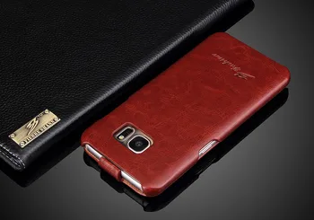 Couro genuíno Vertical Flip Cover para Samsung Galaxy S7 Borda Marca de Luxo Original Ultrathin Compacto Fundas de Alta Qualidade