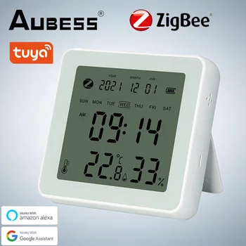 Tuya ZigBee Temperatura Do Sensor De Umidade Para A Casa Inteligente Através Do Smart Vida Do Higrómetro Do Termômetro De Apoio Alexa Google Assistente