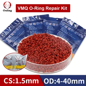 Silicone vermelho anel-O de Borracha de Silicone/VMQ espessura CS1.5mm vários tamanho do kit de reparação de combinação anel de Vedação Anel de Vedação Arruela