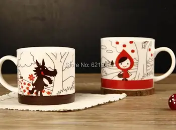 bonito dos desenhos animados taça de cerâmica Personalizadas, os amantes da taça de cerâmica menina canecas de cerâmica Lobo Bela xícara de café