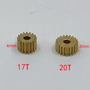 1PC 0,3 M Módulo 17 Dentes/ 20 Dentes de Engrenagem de Bronze Metal de Cobre Engrenagem de Pinhão para o Motor do Eixo da Engrenagem de Ajuste de 2mm Eixo