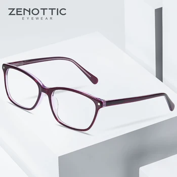 ZENOTTIC Acetato Quadrada Óculos de Moldura Para os Homens Lente Clara de Senhoras Marca do Designer de Óculos de Miopia de Leitura Óptica Óculos BT3031