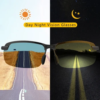 Os Óculos De Sol Polarizados Homens Dia Com Óculos De Visão Noturna Anti-Brilho Amarelo Lente De Condução Óculos De Armação De Metal De Óculos De Sol Gafas De Sol