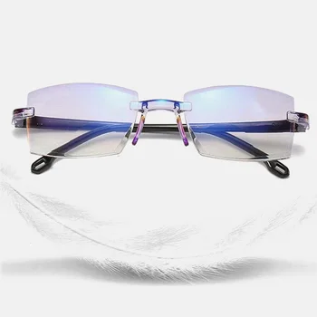 Venda quente do Zoom Inteligente Idosos Anti-Luz azul Óculos de Leitura Moda sem moldura Anti-radiação Óculos de Leitura